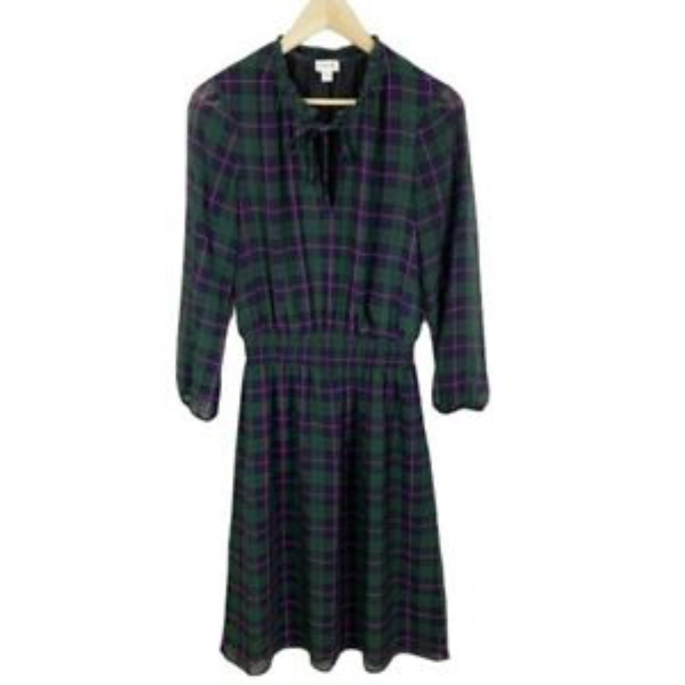 J. Crew Plaid Midi Dress